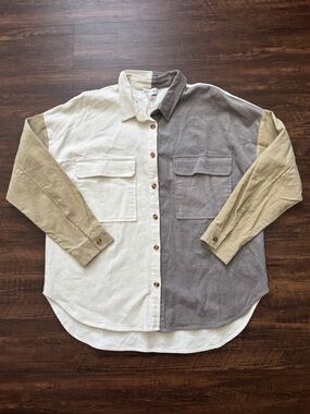 Acoa Colorblock Corduroy 100% Cotton Oversized Shacket